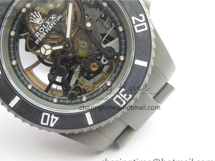 116610 Bezel Skeleton DIal Best Sandblasted Edition on ROF Andrea Submariner Carbon SA3130 Pirlo 0308